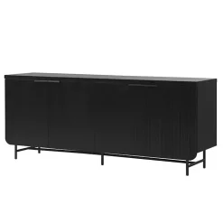 Black Wood Scandinavian 4-Door Sideboard