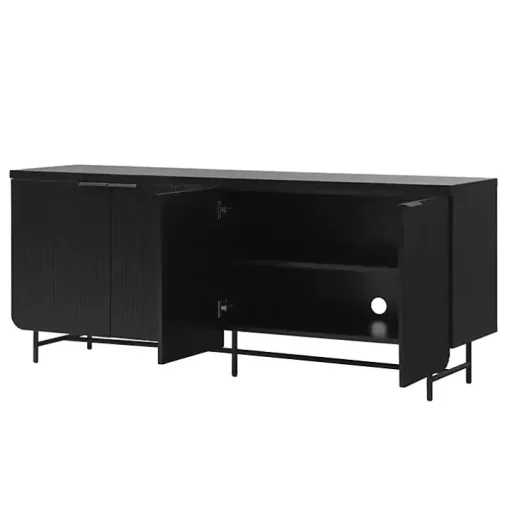 Black Wood Scandinavian 4-Door Sideboard