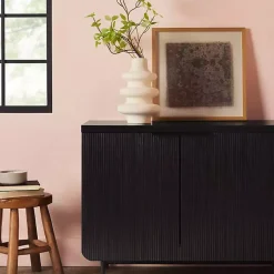 Black Wood Scandinavian 4-Door Sideboard