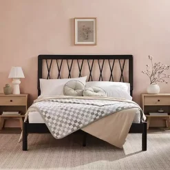 Black Wood Spindle Headboard Full Bed