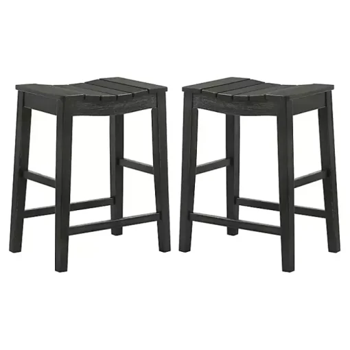 Black Wood Whitcombe Counter Stools, Set of 2