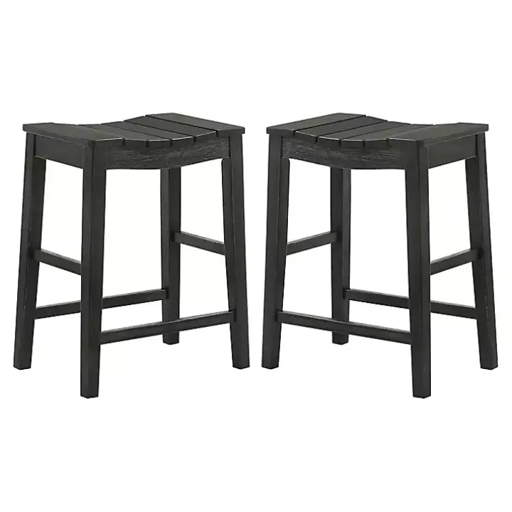 Black Wood Whitcombe Counter Stools, Set of 2