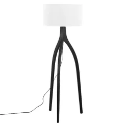 Black Wood Wishbone Floor Lamp