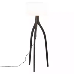 Black Wood Wishbone Floor Lamp