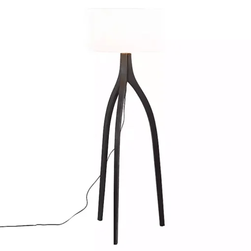 Black Wood Wishbone Floor Lamp
