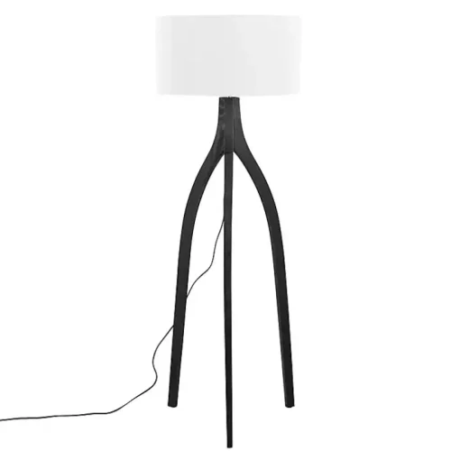 Black Wood Wishbone Floor Lamp