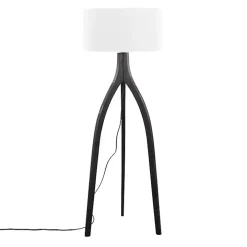 Black Wood Wishbone Floor Lamp