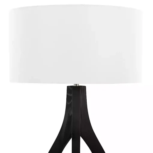 Black Wood Wishbone Floor Lamp