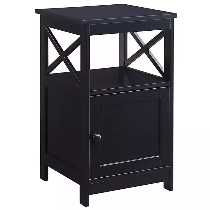 Black Wood X Sides Storage Accent Table