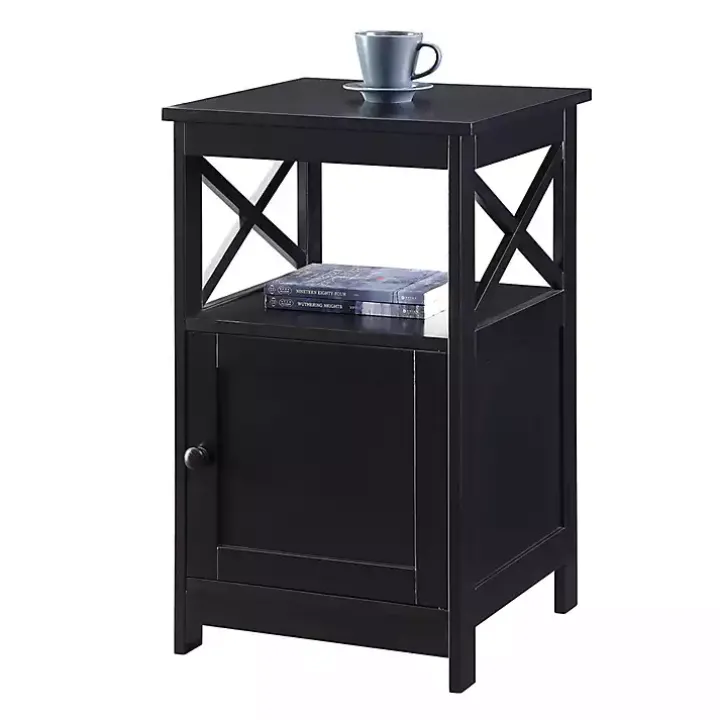 Black Wood X Sides Storage Accent Table