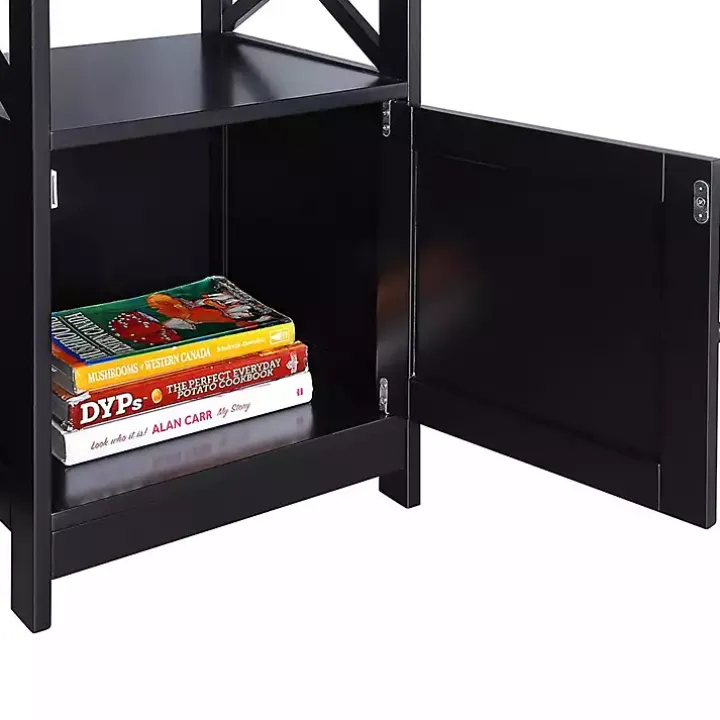 Black Wood X Sides Storage Accent Table