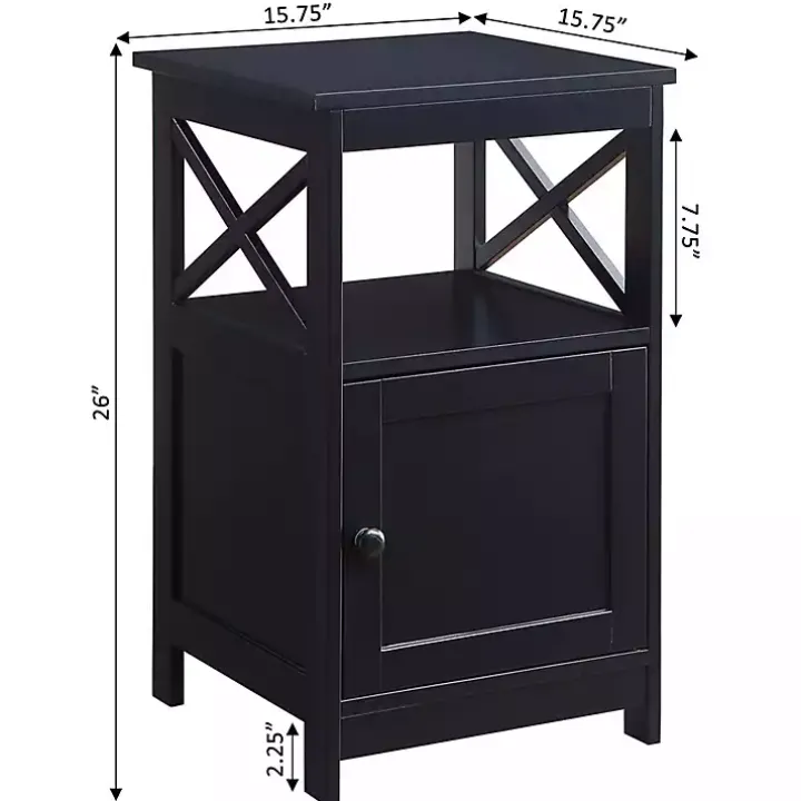Black Wood X Sides Storage Accent Table