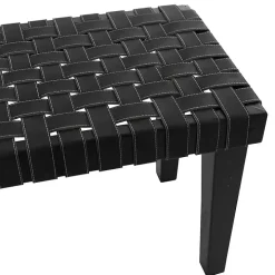 Black Woven Faux Leather Bench