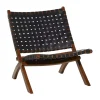 Black Woven Leather Folding Accent Chair