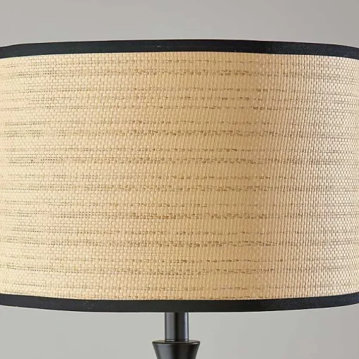 Black Woven Rattan Shade Bailey Floor Lamp