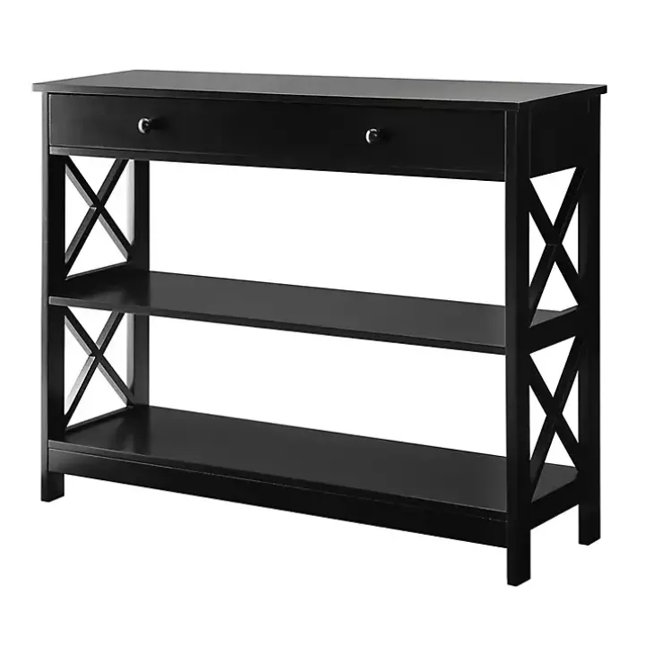 Black X-Frame 2-Shelf Console Table
