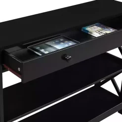 Black X-Frame 2-Shelf Console Table