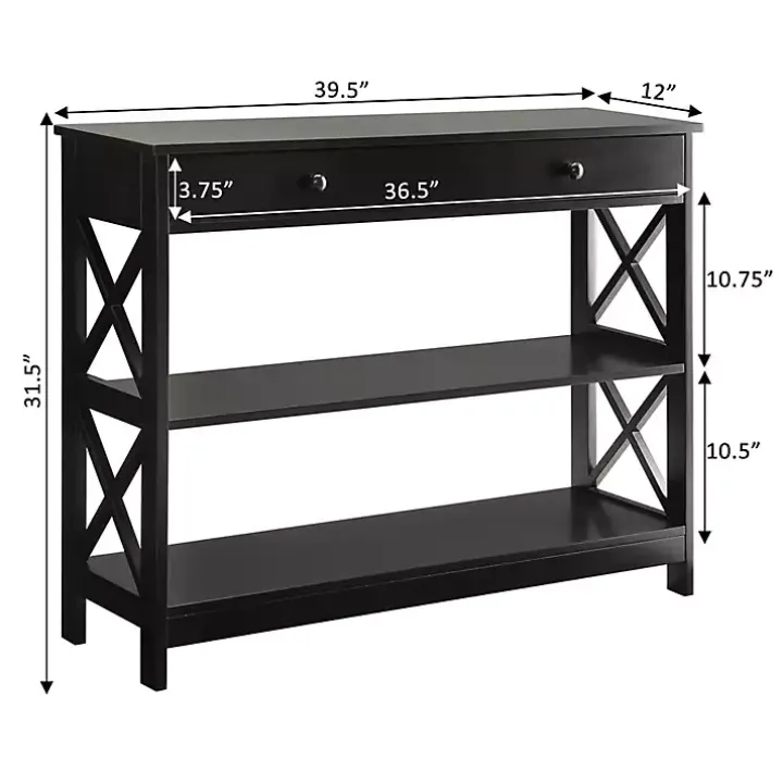 Black X-Frame 2-Shelf Console Table
