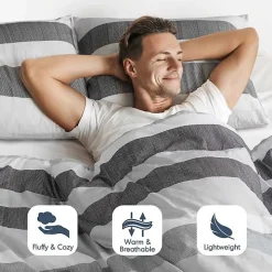 Blake Gray Stripe 3-pc. Full/Queen Comforter Set