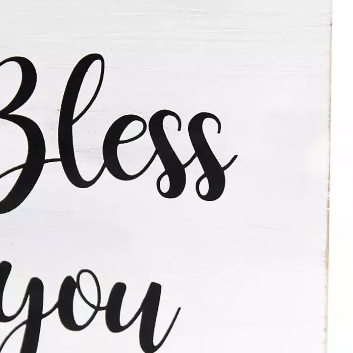 Bless You White Wood Tissue Box Cover