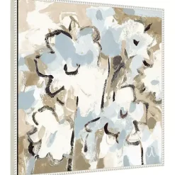 Blue Abstract Floral Framed Canvas Art Print