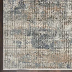 Blue and Beige Tally Textured Area Rug, 7x9
