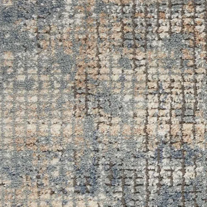 Blue and Beige Tally Textured Area Rug, 7x9