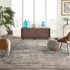 Blue and Beige Tally Textured Area Rug, 7x9