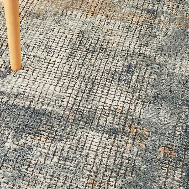 Blue and Beige Tally Textured Area Rug, 5x7