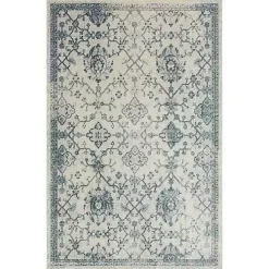 Blue and Cream Granary Area Rug, 6x9