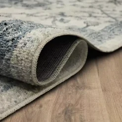 Blue and Cream Granary Area Rug, 6x9