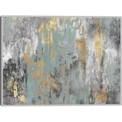 Blue and Gold Ikat Framed Canvas Art Print