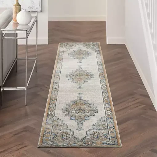 Blue and Gray Bordered Trina Runner