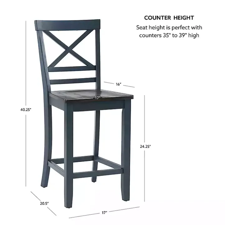 Blue and Gray Wood Aliza Counter Stools, Set of 2