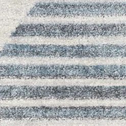 Blue and Ivory Half Moon Washable Area Rug, 5x7