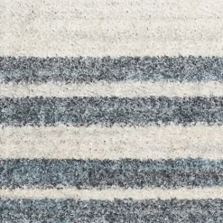 Blue and Ivory Linear Orb Washable Area Rug, 5x7