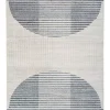 Blue and Ivory Striped Half Moon Area Rug, 8x10