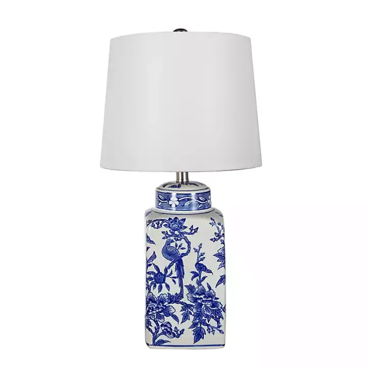 Blue and White Bird Pattern Table Lamp