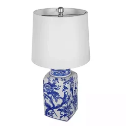 Blue and White Bird Pattern Table Lamp