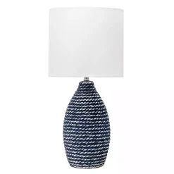 Blue and White Ceramic Faux Rope Table Lamp