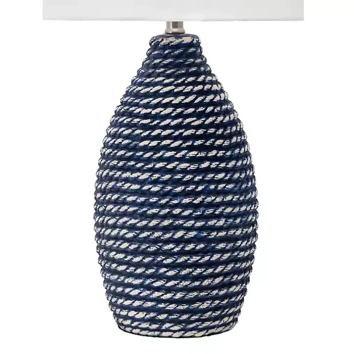 Blue and White Ceramic Faux Rope Table Lamp