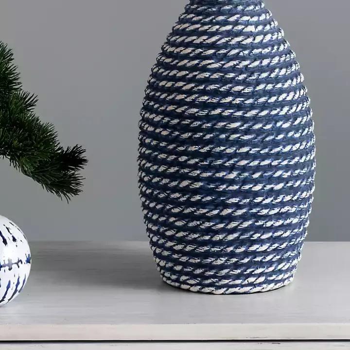 Blue and White Ceramic Faux Rope Table Lamp