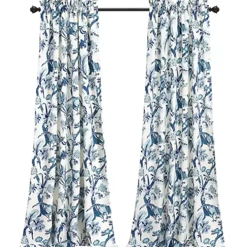 Blue and White Dolores Curtain Panel Set, 95 in.