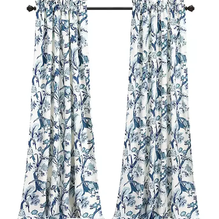 Blue and White Dolores Curtain Panel Set, 95 in.