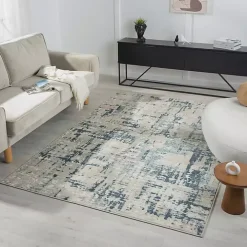 Blue Avalon Abstract Pattern Area Rug, 4x6