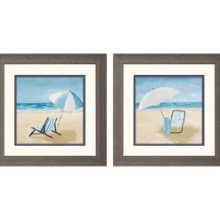 Blue Beach Framed Art Prints, Set of 2