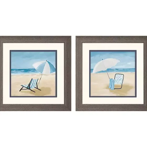 Blue Beach Framed Art Prints, Set of 2