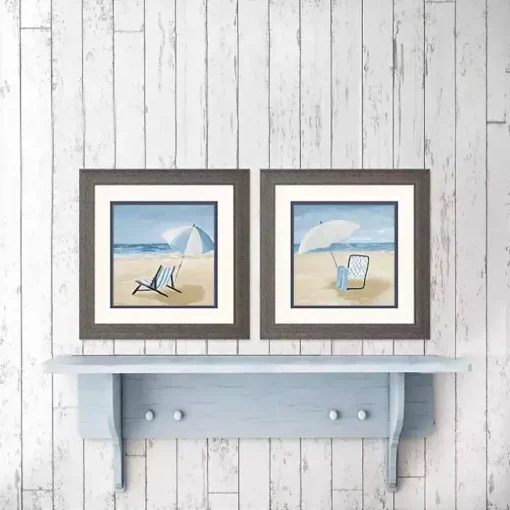 Blue Beach Framed Art Prints, Set of 2
