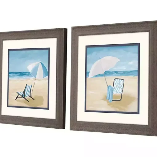 Blue Beach Framed Art Prints, Set of 2