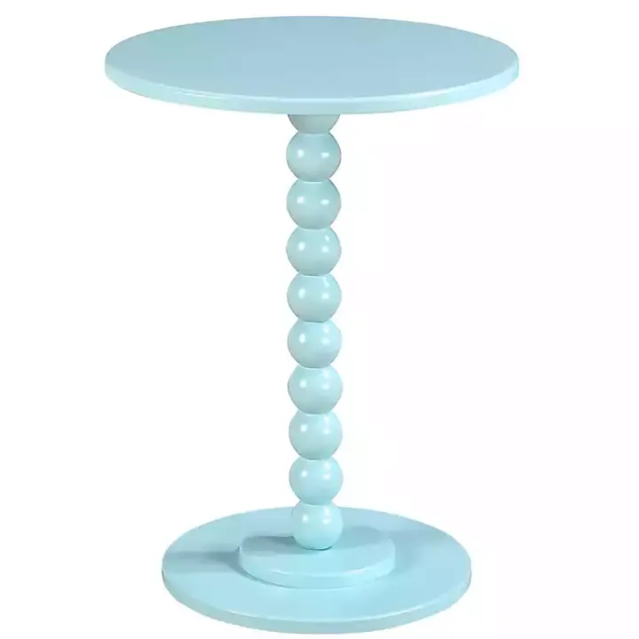 Blue Beaded Spindle Accent Table